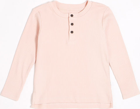 Petit Lem Rose Modal Rib Henley Top - Girls