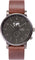 La Maison Inland The August 41mm Watch with Extra 20mm Belt - Unisex  - Charcoal - Olive grey - Brown Leather