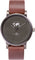 La Maison Inland The June 41mm Watch with Extra 20mm Belt - Unisex - Charcoal - Olive grey - Brown Leather