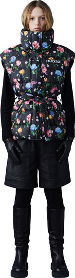 Mackage Zerina-FL Duvet Down Floral Print Vest with Belt - Women's