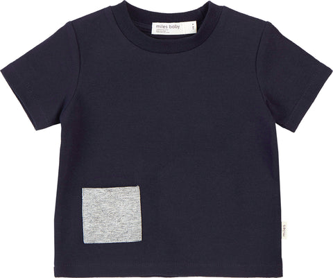Miles Baby Miles Basic Navy T-Shirt with Contrasting Patch Pocket - Kids