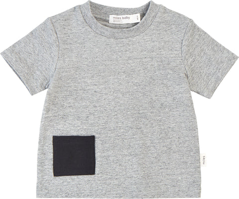Miles Baby Miles Basic Heather Grey T-Shirt with Contrasting Patch Pocket - Kids