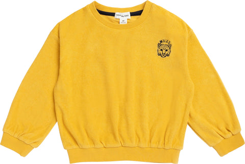 Miles The Label Cool Cats Sunny Yellow Terry Cloth Sweatshirt - Girls