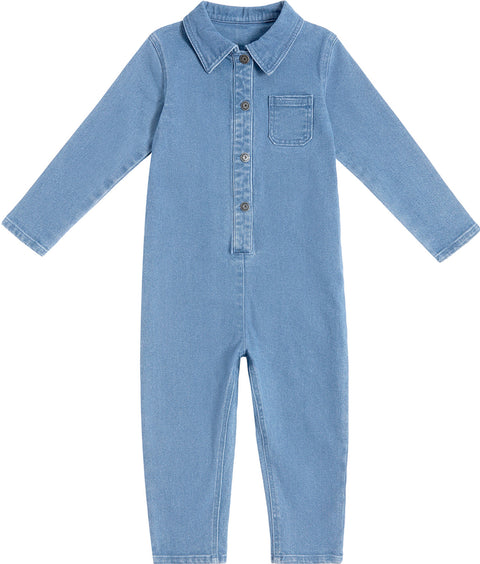 Miles The Label Long Sleeve Denim Boiler Suit - Baby Girl