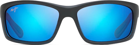 Maui Jim Kanaio Coast Polarized Wrap Sunglasses - Blue Hawaii Lens - Blue Black with Stripe Frame