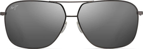 Maui Jim Kami Polarised Aviator Sunglasses - Dual Mirror Blue to Silver Lens - Silver Navy Blue Frame