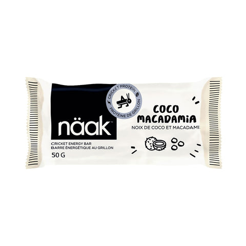 Naak Cricket protein powder energy bar - Coconut Macadamia - Unit (1 x 50g)