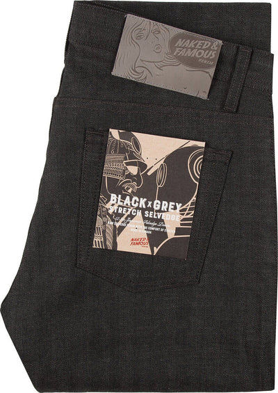 Naked & Famous Weird Guy Jeans - Black Grey Stretch Selvedge - Men's