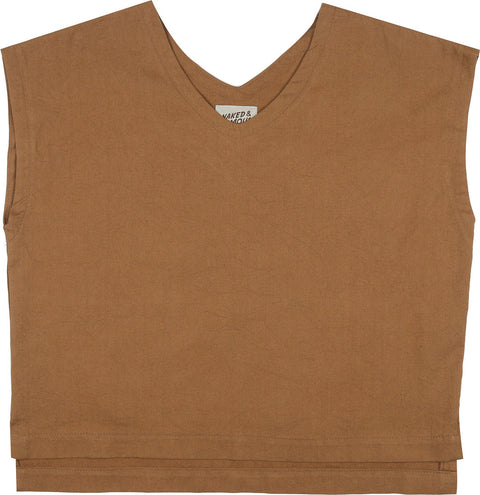 Naked & Famous Boxy Top - Rinsed Oxford Camel - Women's