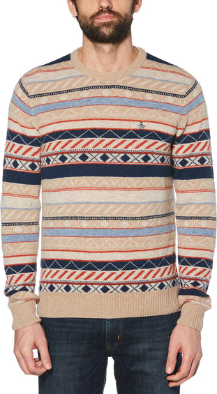 Original Penguin Lambswool Fair Isle Long Sleeve Sweater - Men's