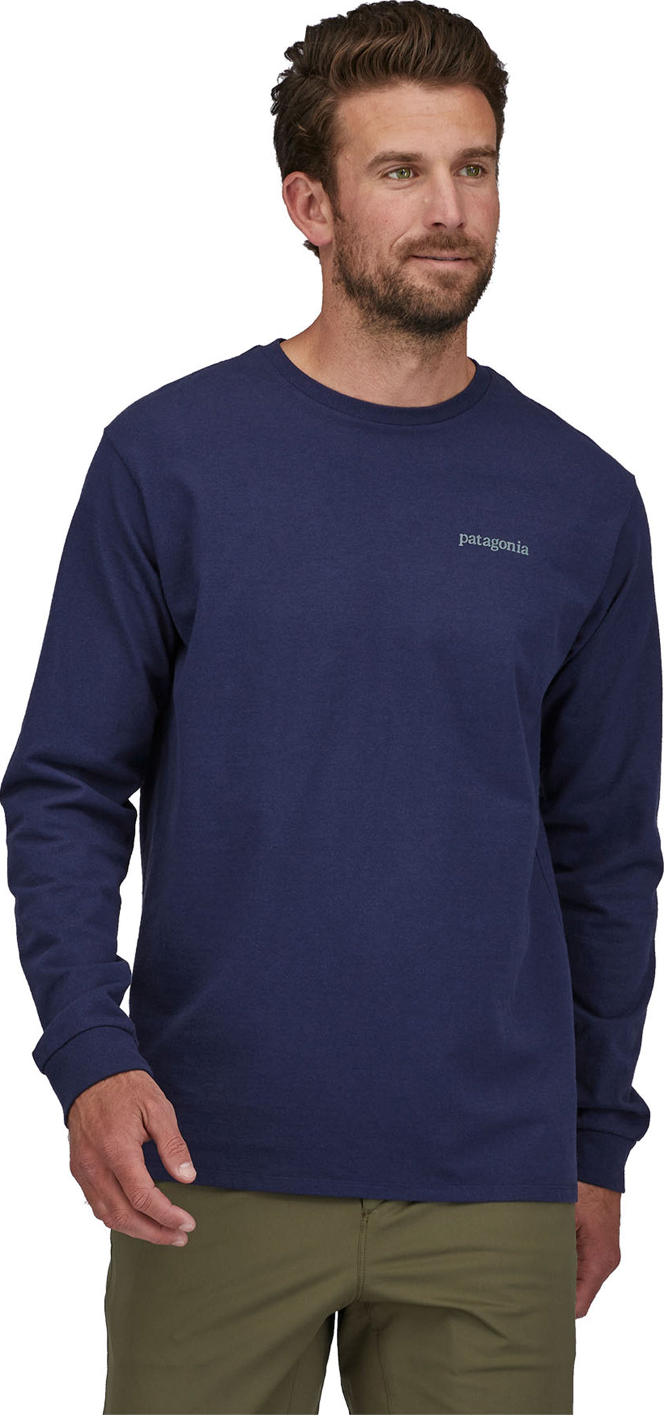Patagonia Men's Line Logo Ridge Pocket Responsibili-Tee Bayou Blue w/Sound Blue / Xs