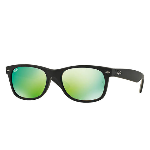 Ray-Ban New Wayfarer Flash - Rubber Black Frame - Green Mirror Lens