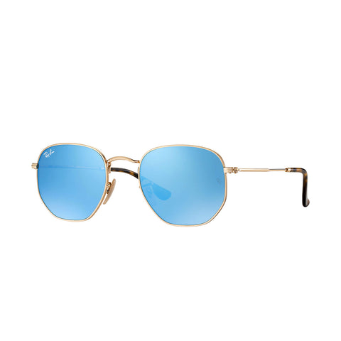 Ray-Ban Hexagonal Flat Lenses - Gold Frame -  Light Blue Gradient Lens
