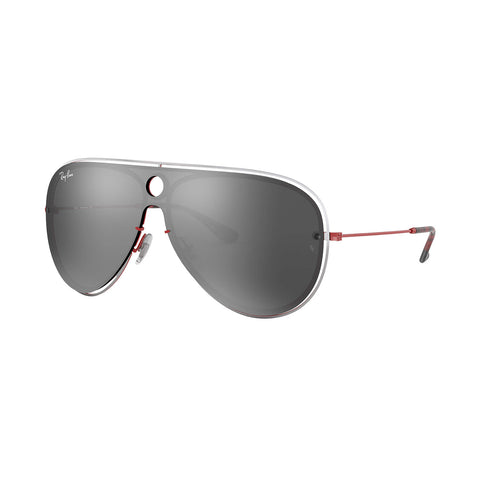 Ray-Ban RB3605N Sunglasses - Silver Red Frame - Grey Mirror Lens