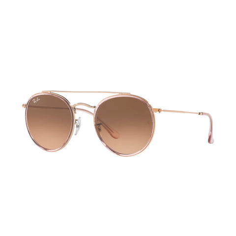 Ray-Ban Round Double Bridge - Pink Frame - Pink Gradient Brown Lens