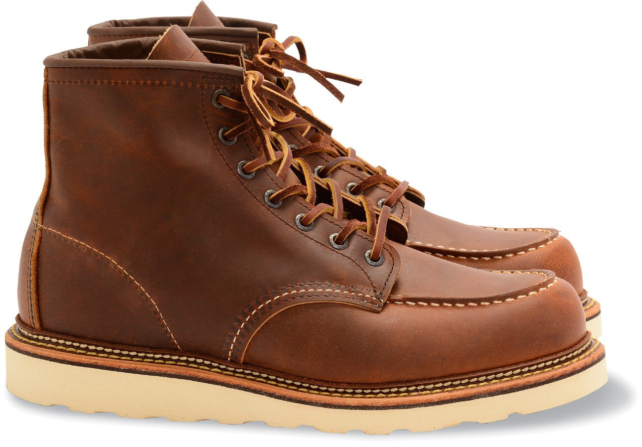 Red Wing Heritage Mens Classic Moc Toe Lace Up Boots- Copper Rough