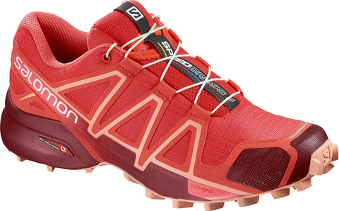 Salomon Women's Speedcross 4 Trail Running Shoes Hibiscus - Red Dalhia - Peach Amber