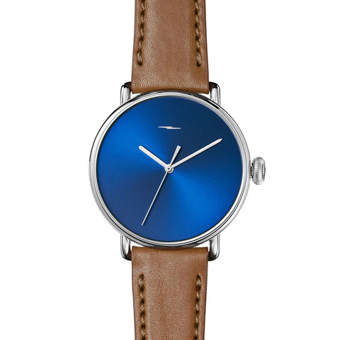 Shinola Men's The Canfield Bolt 42mm - Bourbon Leather Strap + Blue Sunray Dial Watch