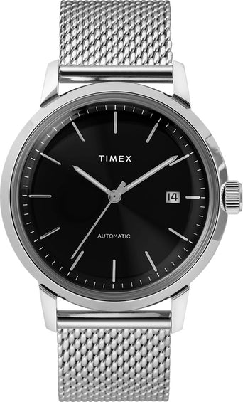 Timex Marlin Automatic 40mm Watch - Stainless Steel Mesh Band - Stainless Steel/Black