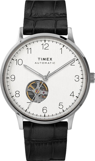 Timex Waterbury Classic Automatic 40mm Watch - Leather Strap - Stainless Steel/Black/Silver Tone