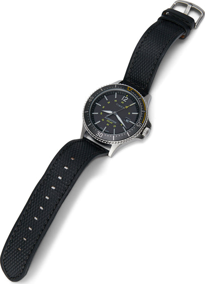 Timex Expedition Gallatin Solar 43mm Watch - Leather Strap - Black/Silver-Tone/Black
