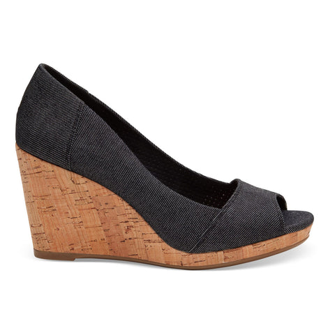 TOMS Women's Stella Peep Toe Wedge Shoes