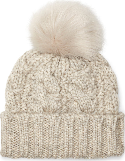 UGG Knit Cable Beanie Faux Fur Pom - Women's