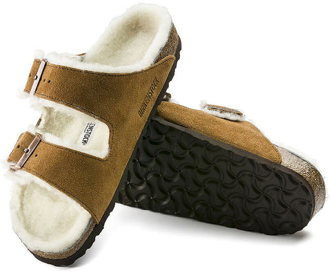 Birkenstock Arizona Shearling Suede Leather Sandals [Narrow] - Women's