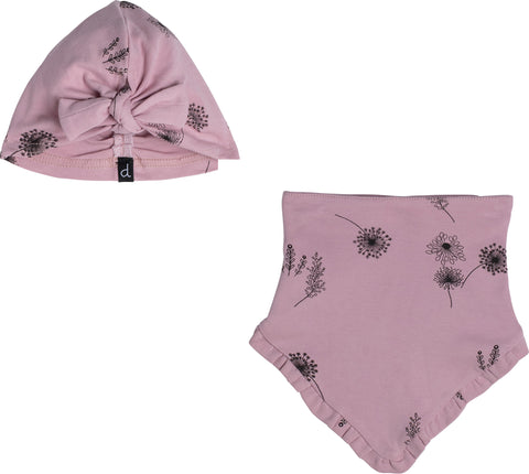 Deux par Deux Printed Flowers Organic Cotton Hat and Bib Set - Baby Girl