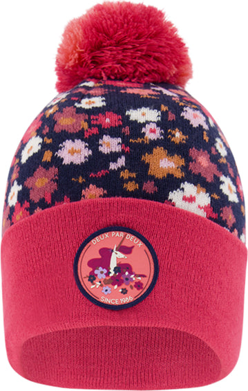 Deux par Deux Spring Flower Jacquard Knit Hat - Girls