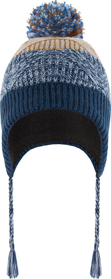 Deux par Deux Teal Blue Colorblock Peruvian Striped Hat - Boys