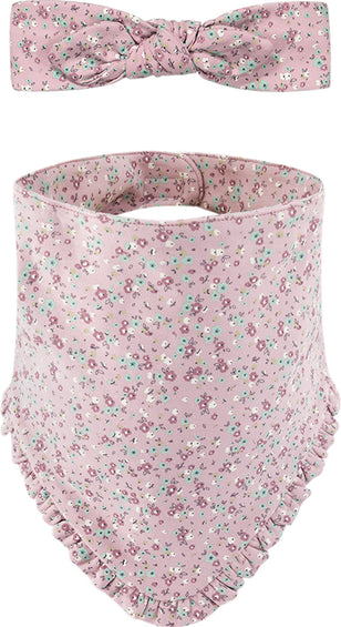 Deux par Deux Organic Cotton Little Flower Print Headband and Bib Set - Toddler Girls