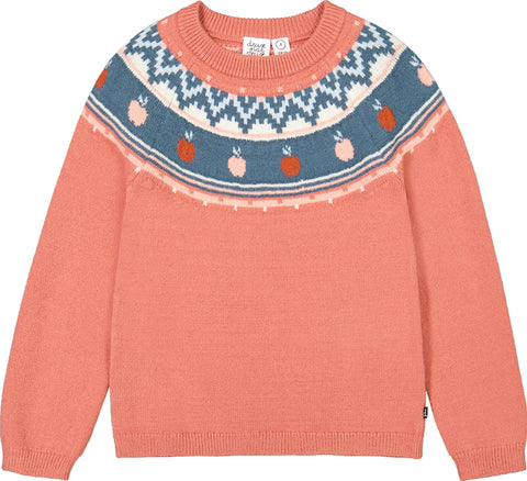 Deux par Deux Terra Cotta Icelandic Knitted Sweater - Big Girls