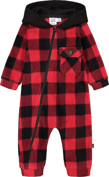 Deux par Deux Buffalo Plaid Light Polar Hooded Jumpsuit - Toddler Boys