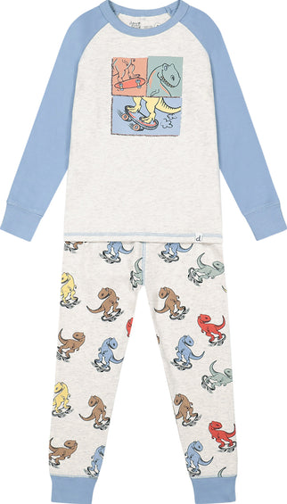 Deux par Deux Organic Cotton Dinosaur Print Two Piece Pajama Set - Toddler Boys