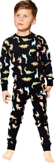 Deux par Deux Organic Cotton Printed Dinosaurs Two Piece Pajama Set - Big Boys