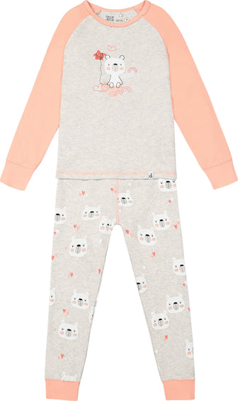 Deux par Deux Organic Cotton Printed Bears Long Sleeve Two Piece Pajama - Little Girls