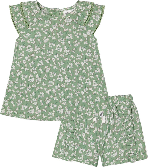 Deux par Deux Muslin Blouse and Short Set - Little Girls