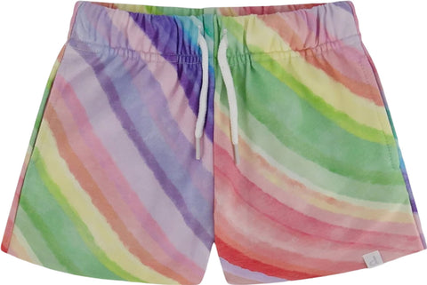 Deux par Deux Rainbow Stripe French Terry Shorts - Little Girls
