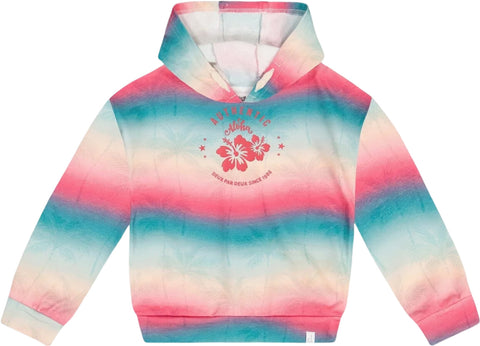 Deux par Deux Printed Tie Dye Waves French Terry Hooded Sweatshirt - Little Girls