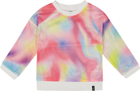 Deux par Deux Rainbow Print Long Sleeve Mesh Top - Big Girls 