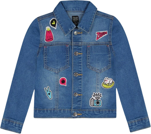 Deux par Deux Jean Jacket with Funny Patches - Big Girls 