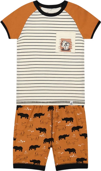 Deux par Deux Organic Cotton Printed Rhinoceros Two Piece Short Pajama Set - Baby Boys 