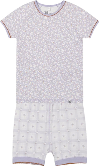 Deux par Deux Organic Cotton Printed Little Flowers Two Piece Pajama Set - Little Girls