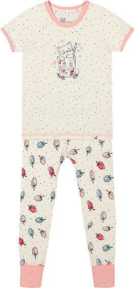 Deux par Deux Organic Cotton Printed Strawberry Two Piece Pajama Set - Big Girls