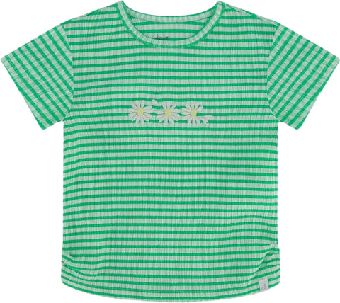 Deux par Deux Crinkle Jersey Top with Flower Applique - Little Girls 