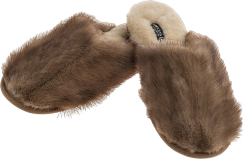 Harricana Classic Mink Slippers in Upcycled Fur - Women's