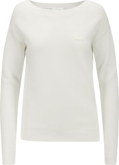 Lacoste Boat Neck Seed Stitch Cotton Sweater - Women's