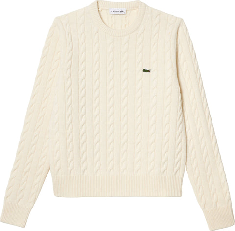 Lacoste Wool and Cotton Blend Cable Knit Sweater - Women's